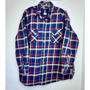 Polar King Jacket Mens 2XL Blue Buffalo Check Heavy Cotton Flannel Snap Pockets